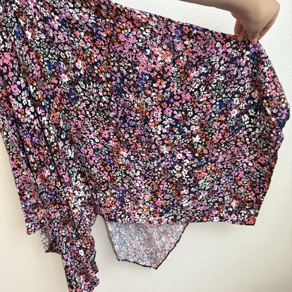 Maje Rayemi Midi Dress Size 36 Noir Rose Floral Print Asymmetric Girly Summer - Picture 13 of 16